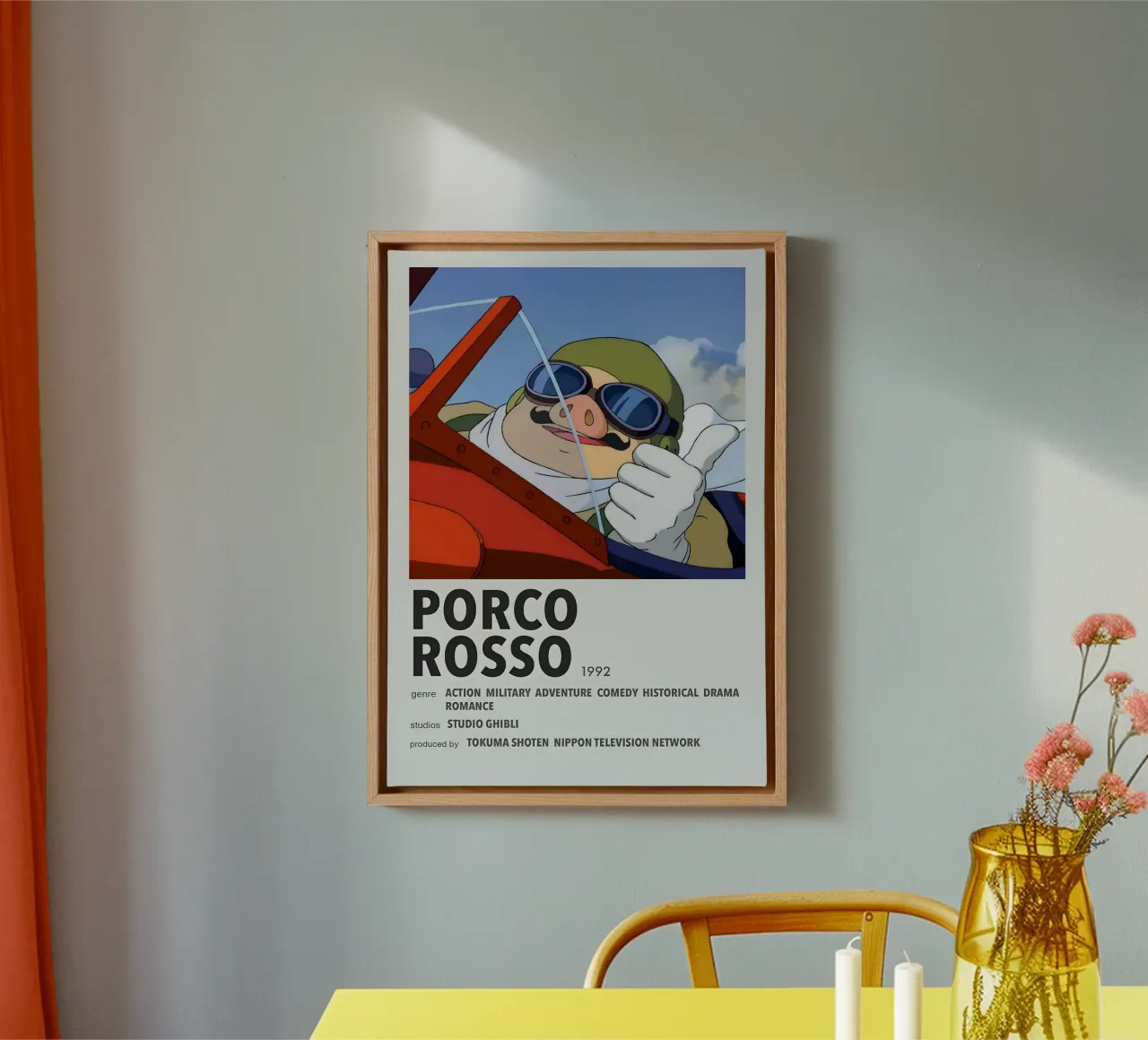 PORCO  ROSSO  1992 tela con Cornice a cassetta da Totoya