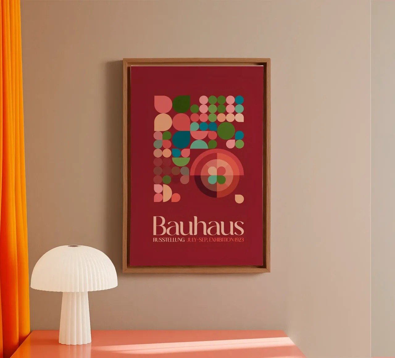 Bauhaus Tentoonstelling 1923 Geometrisch Abstract Rood Mid-Century P canvas met Baklijst van NorwesClub