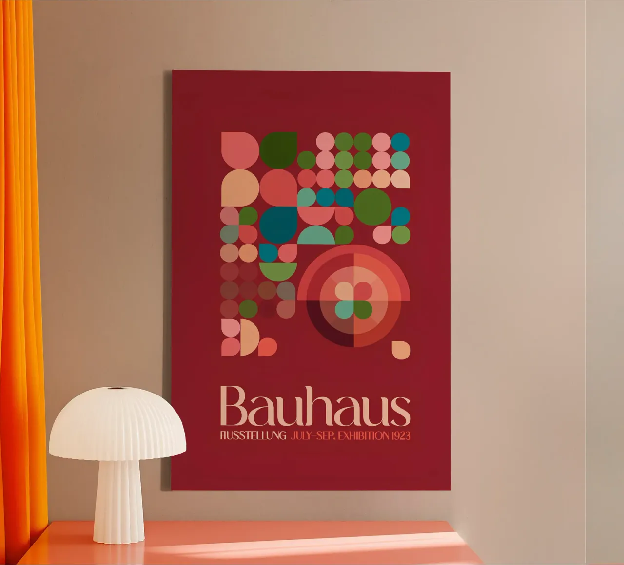 Bauhaus Tentoonstelling 1923 Geometrisch Abstract Rood Mid-Century P canvas met Baklijst van NorwesClub
