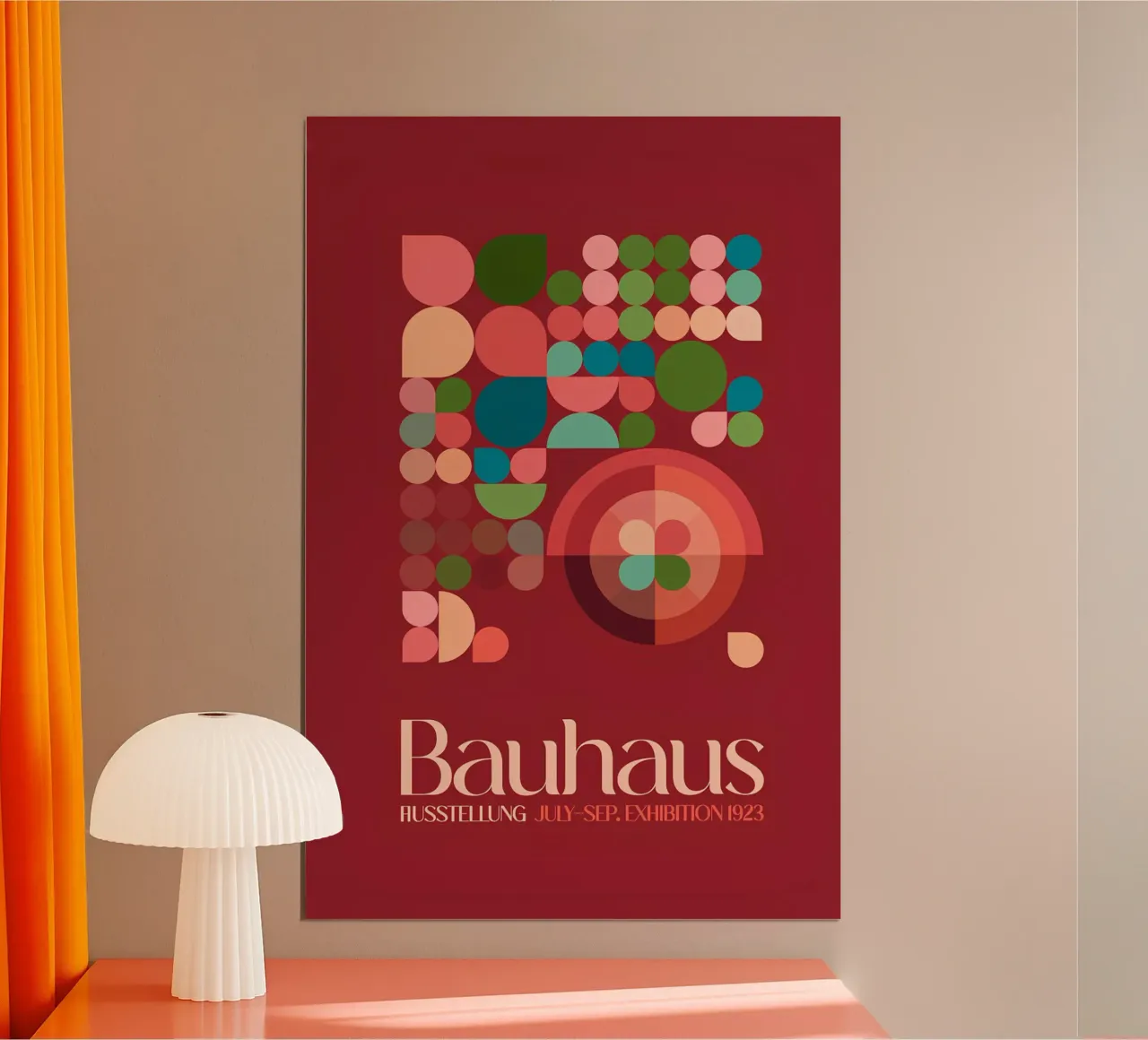 Exposición Bauhaus 1923 Abstracto Geométrico Rojo Mediados de Siglo P poster con marco de plástico de NorwesClub