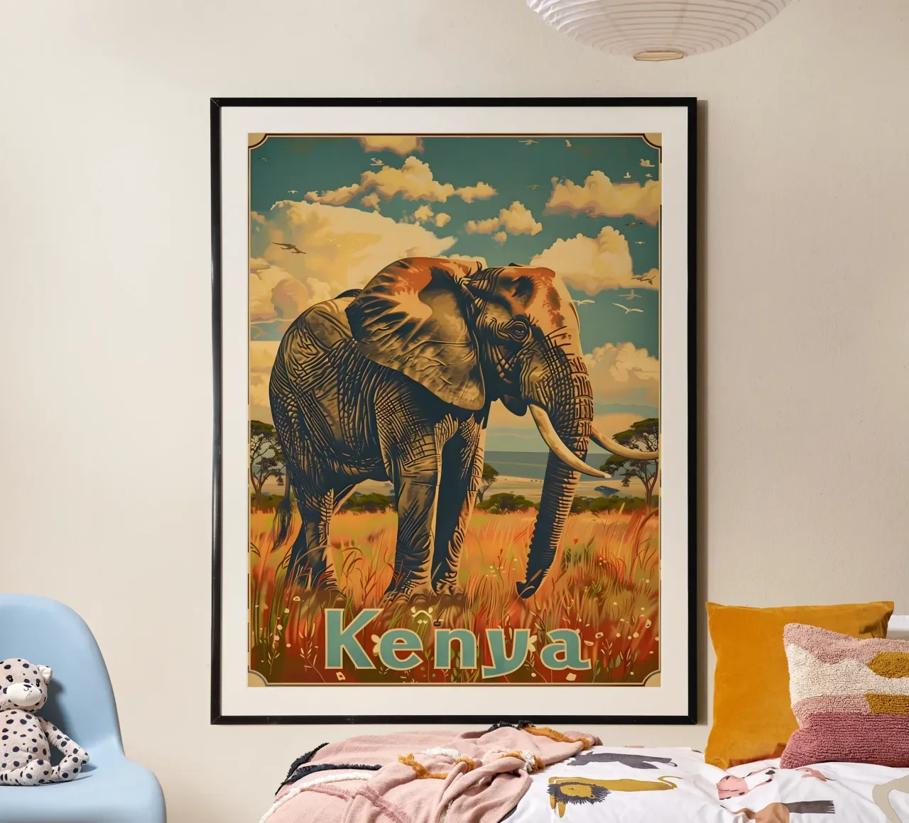 Kenya Elephant Vintage Art poster by Vintage Travel Art