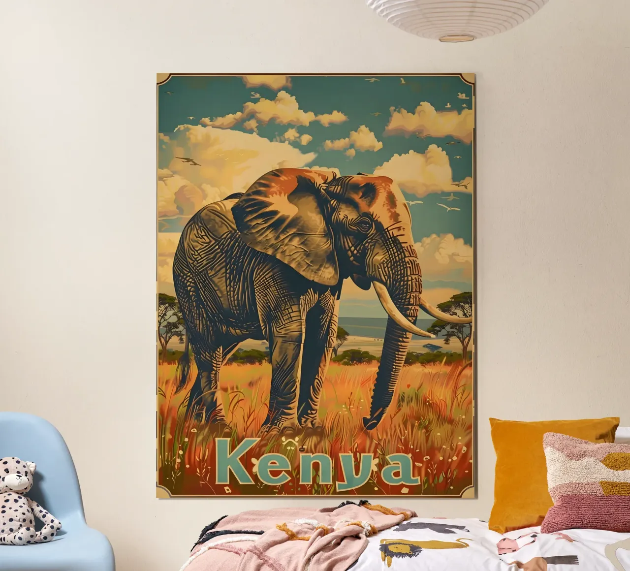Kenya Elephant Vintage Art poster by Vintage Travel Art