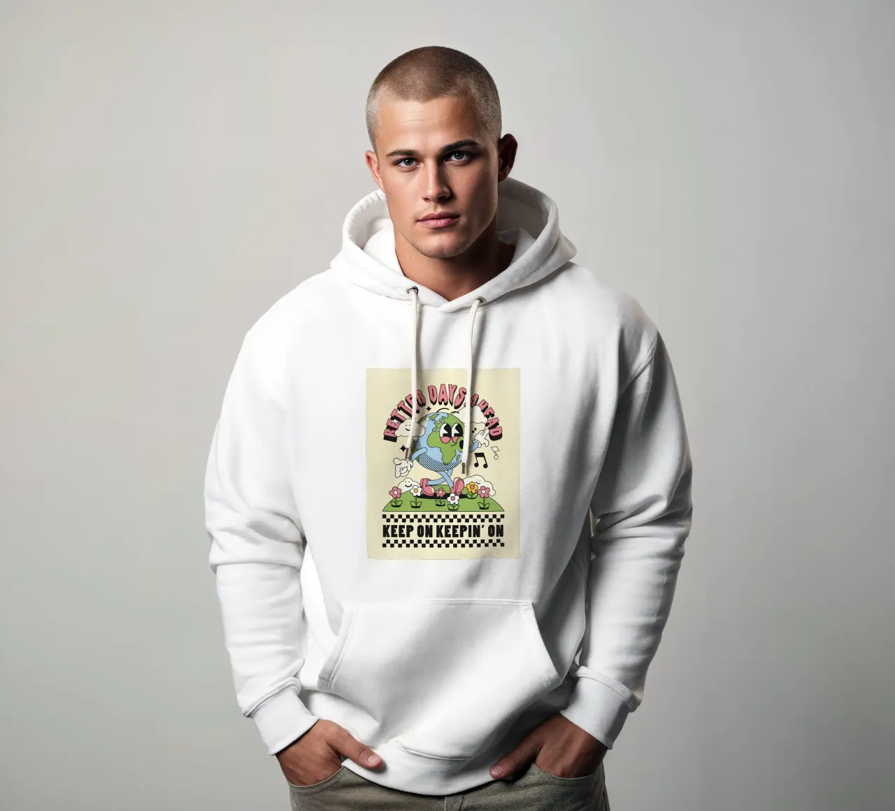 "Gimme Better Days Ahead" Pop Art retrò e ottimista della Terra felpa con cappuccio da NorwesClub