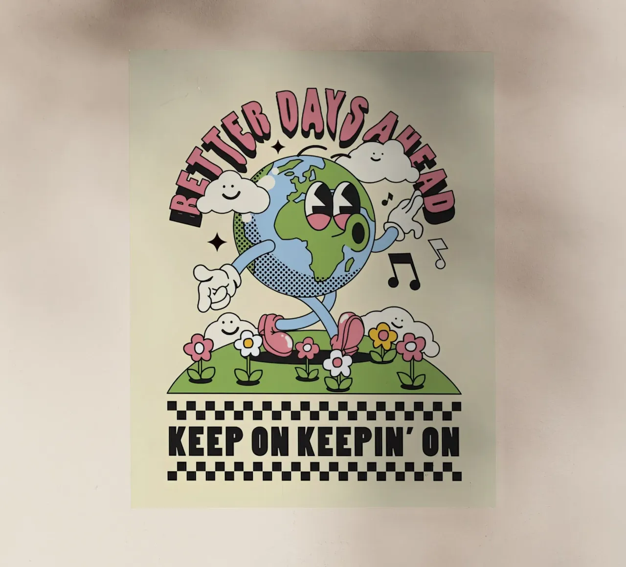 "Gimme Better Days Ahead" Pop Art retrò e ottimista della Terra pellicola backlit da NorwesClub