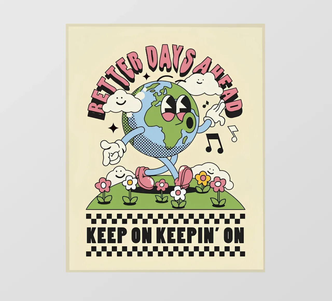 "Gimme Better Days Ahead" Pop Art retrò e ottimista della Terra telo in pvc da NorwesClub
