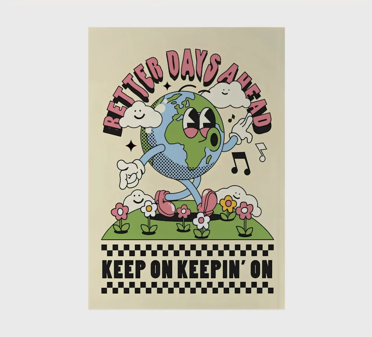 "Gimme Better Days Ahead" Retro Earth Optimistic Pop Art notebook by NorwesClub