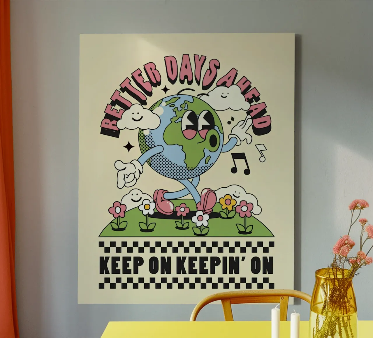 "Gimme Better Days Ahead" Retro Earth Optimistic Pop Art canvas by NorwesClub