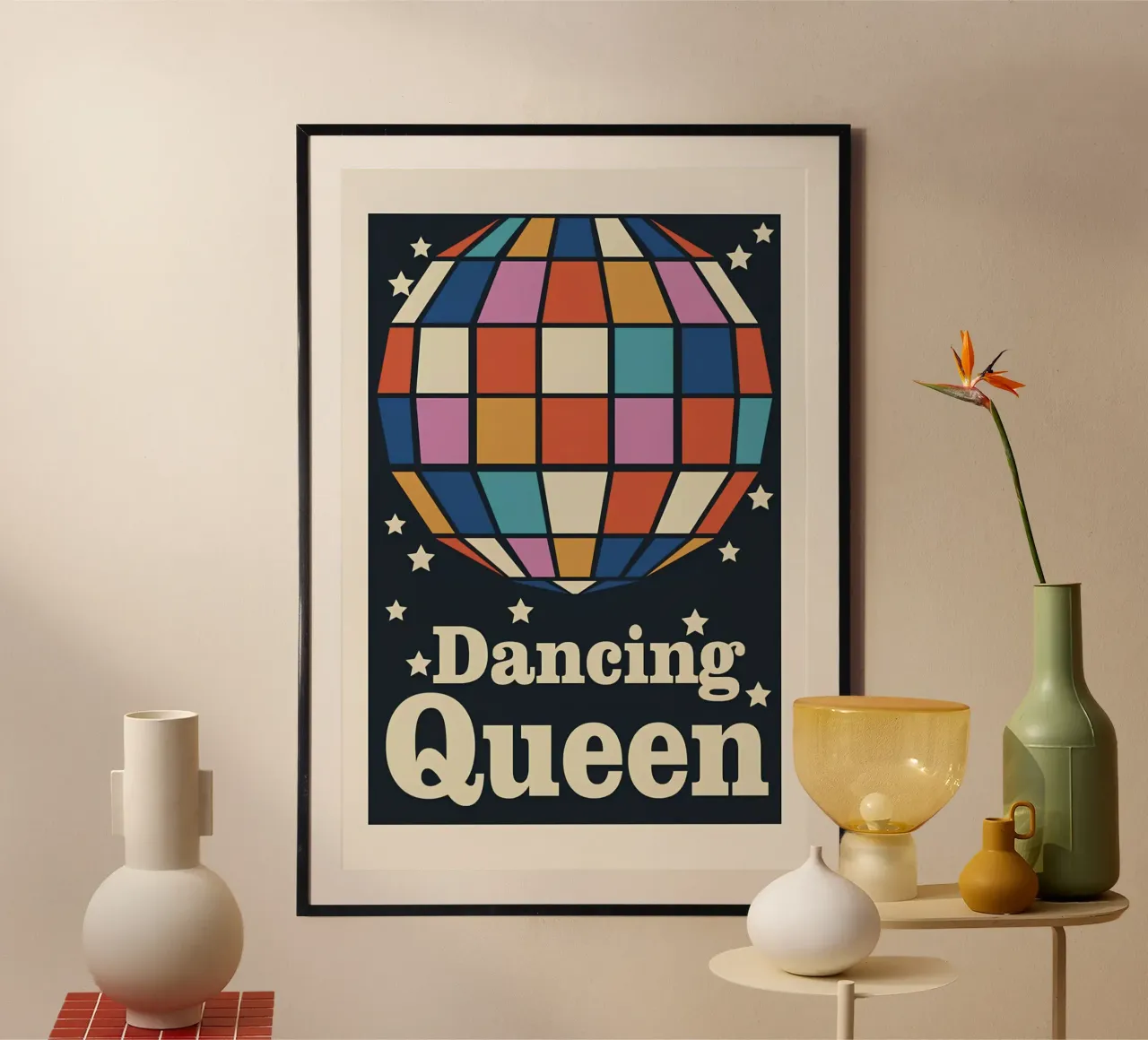 "Dancing Queen" Disco Pop Art Retro Esthetisch Roze Print poster van NorwesClub