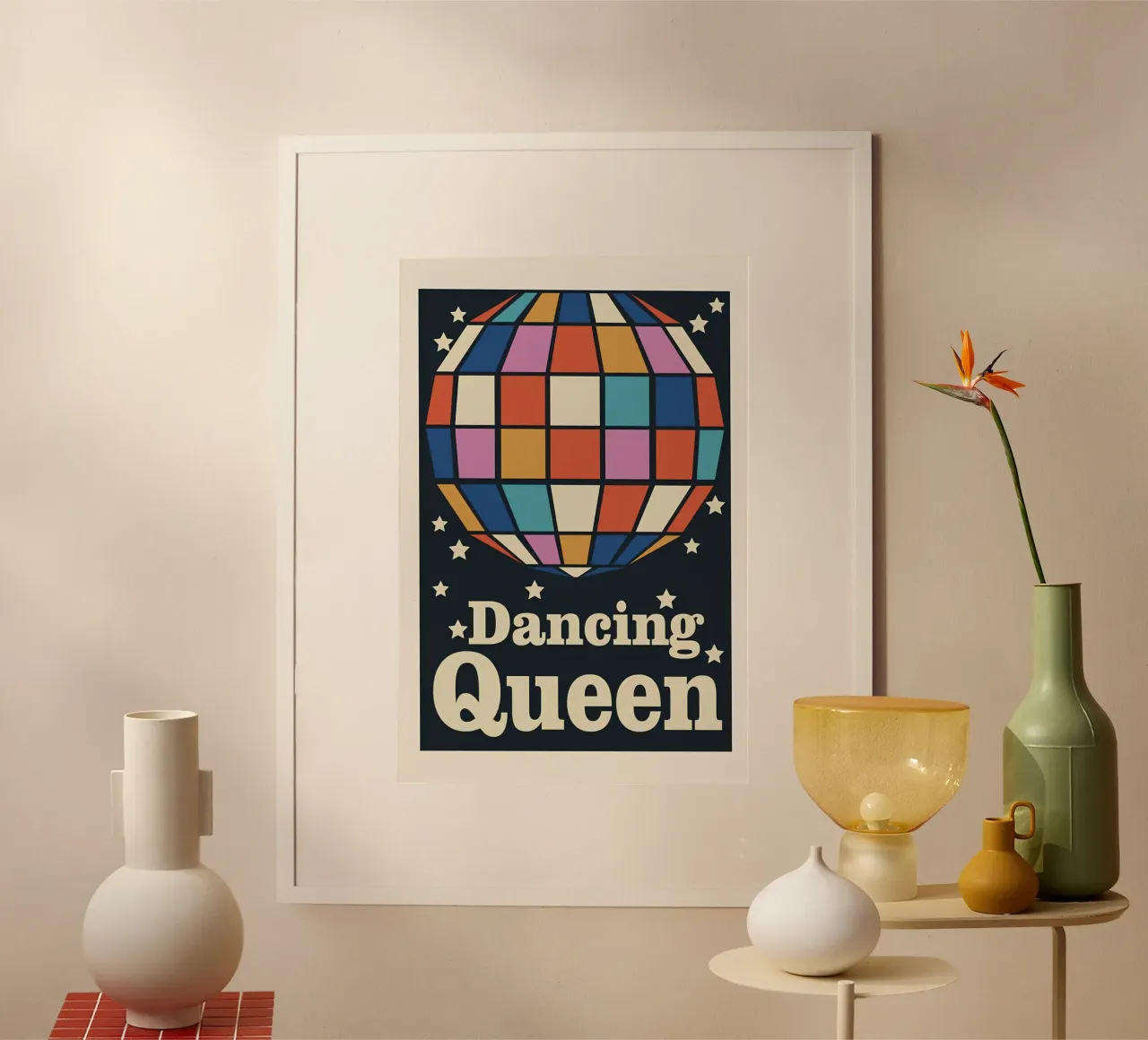 "Dancing Queen" Disco Pop Art Retro Esthetisch Roze Print poster van NorwesClub
