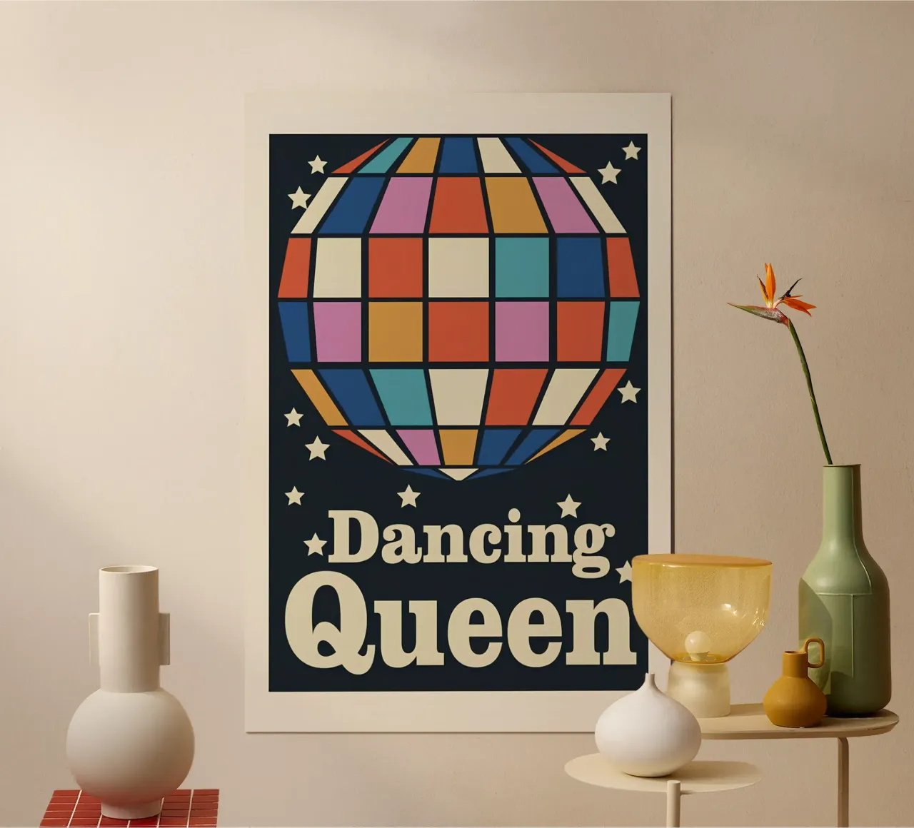 "Dancing Queen" Disco Pop Art Retro Esthetisch Roze Print poster van NorwesClub
