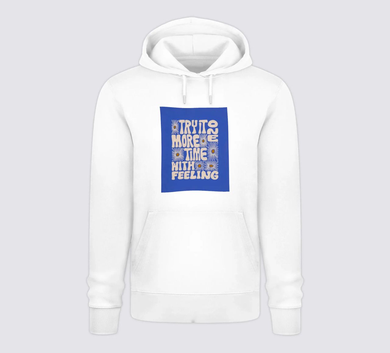 "Try It More Time" Groovy Daisy Retro Blue Pop Art felpa con cappuccio da NorwesClub