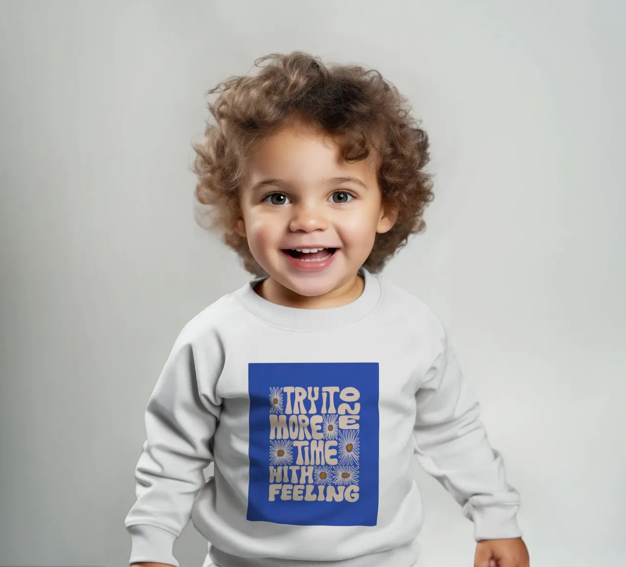 "Try It More Time" Groovy Daisy Retro Blue Pop Art felpa neonato da NorwesClub