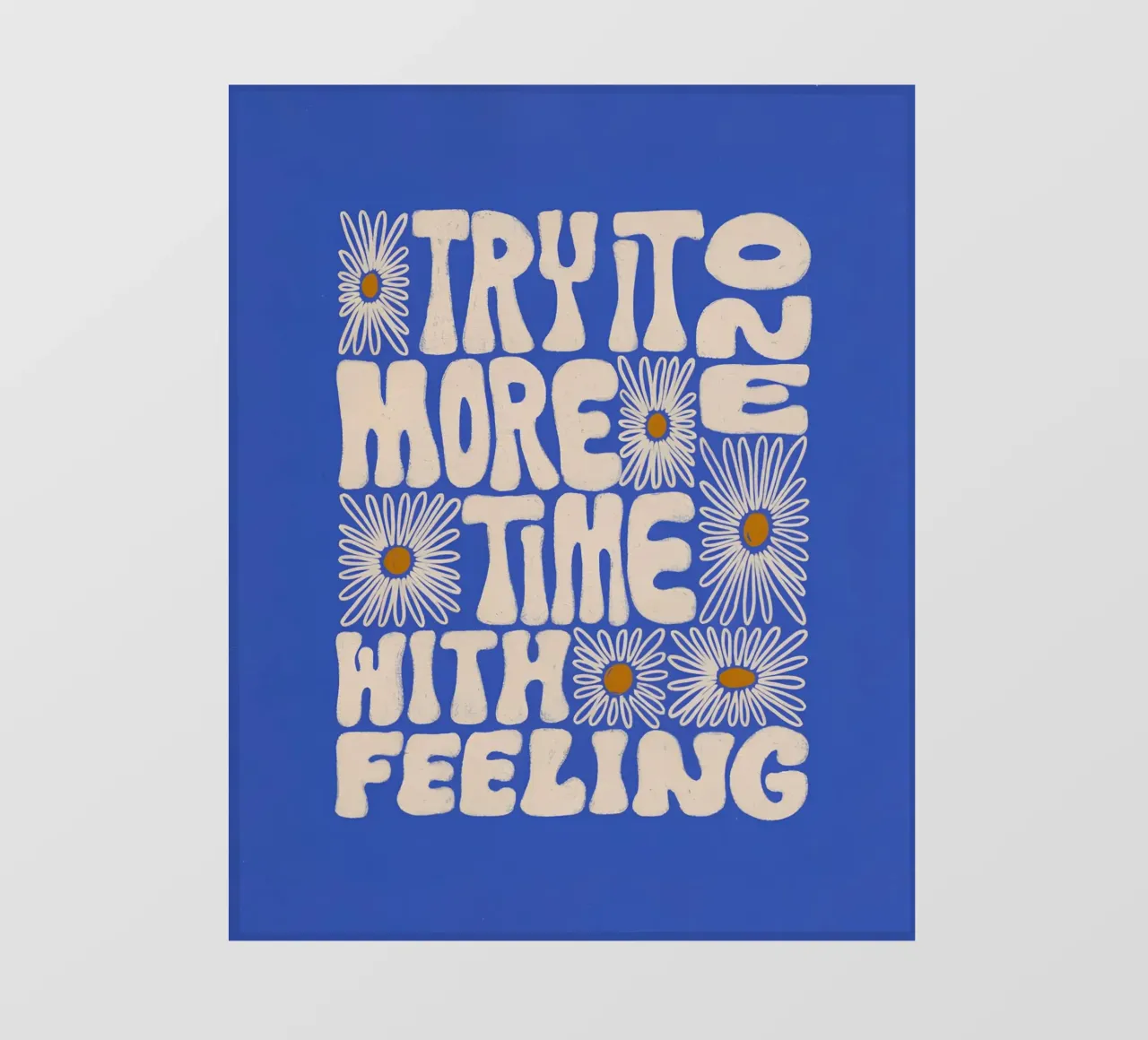 "Try It More Time" Groovy Daisy Retro Blue Pop Art pellicola backlit da NorwesClub