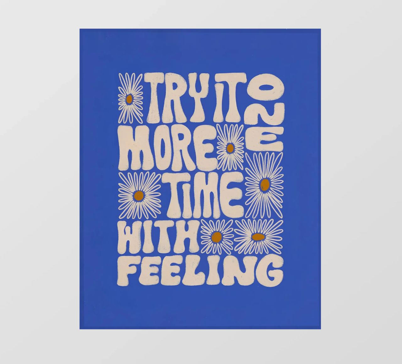 "Try It More Time" Groovy Daisy Retro Blue Pop Art telo in pvc da NorwesClub