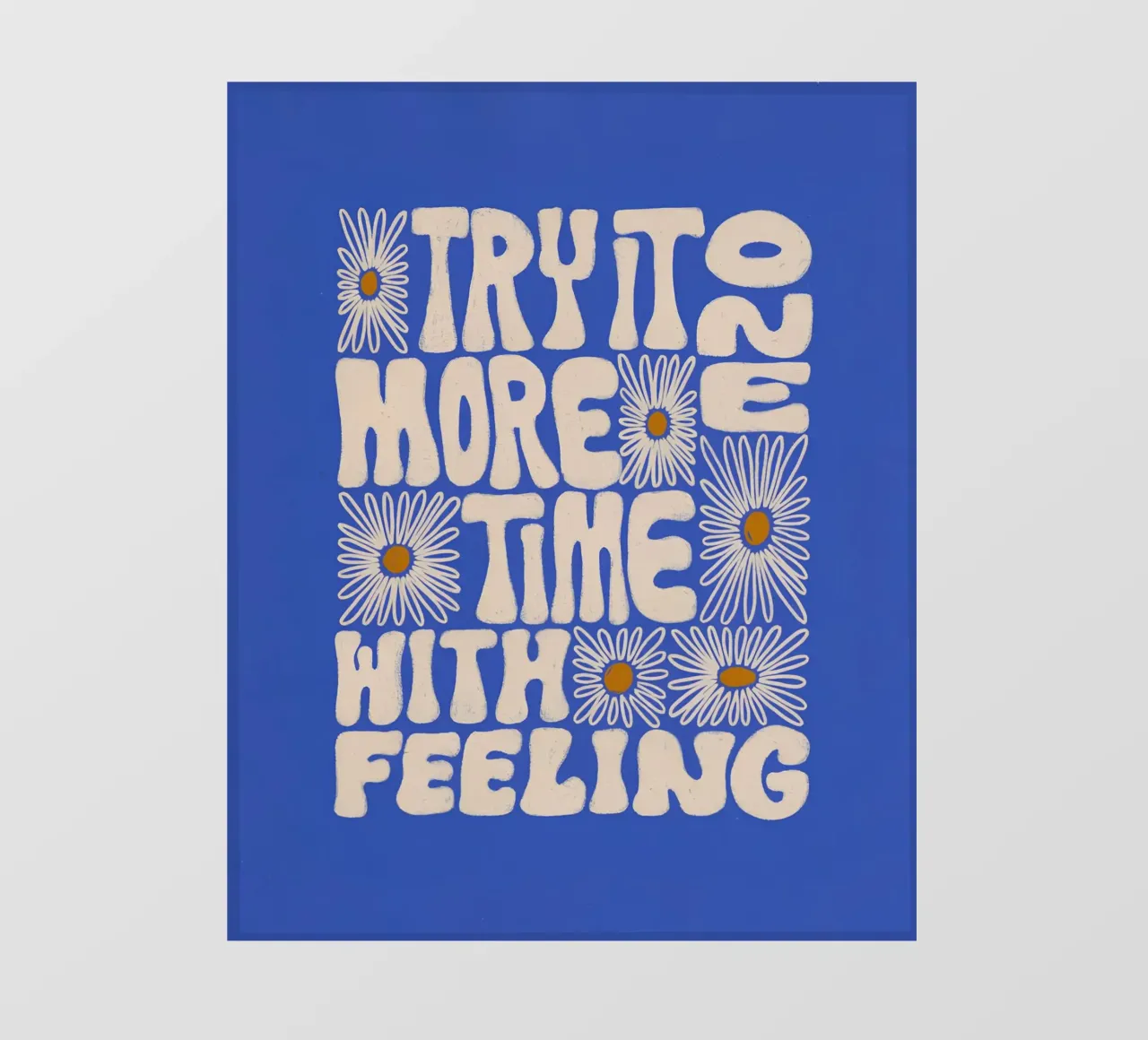 "Try It More Time" Groovy Daisy Retro Blue Pop Art telo in pvc da NorwesClub