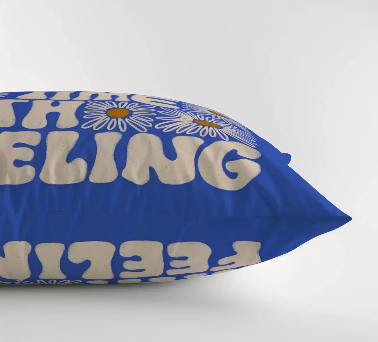 "Try It More Time" Groovy Daisy Retro Blue Pop Art cuscino da NorwesClub