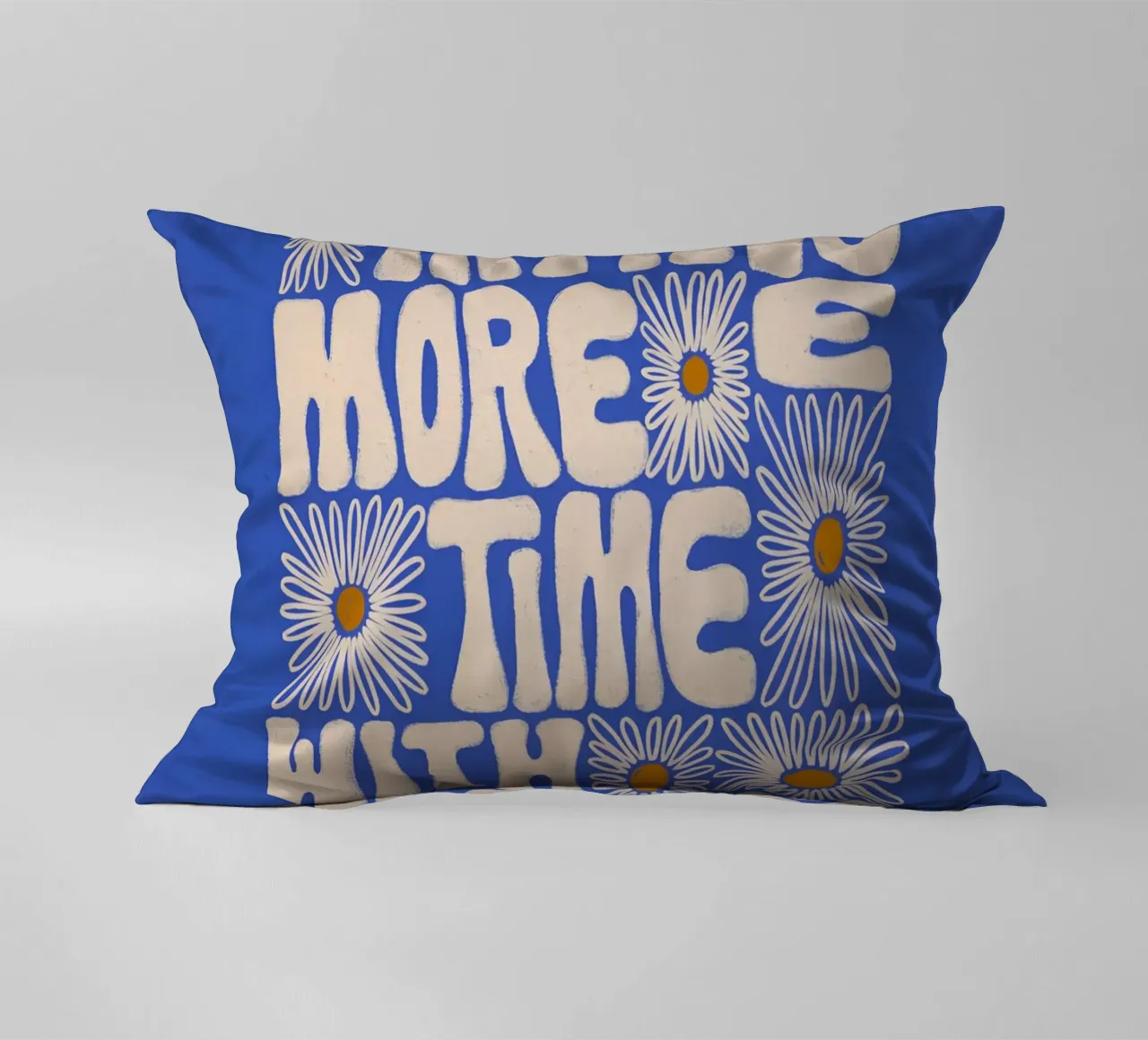 "Try It More Time" Groovy Daisy Retro Blue Pop Art cuscino da NorwesClub