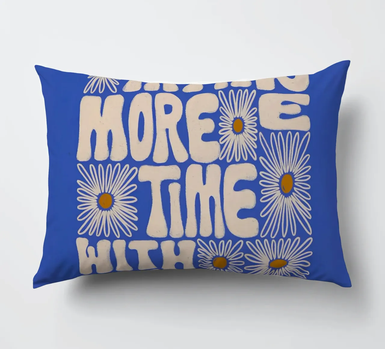 "Try It More Time" Groovy Daisy Retro Blue Pop Art cuscino da NorwesClub