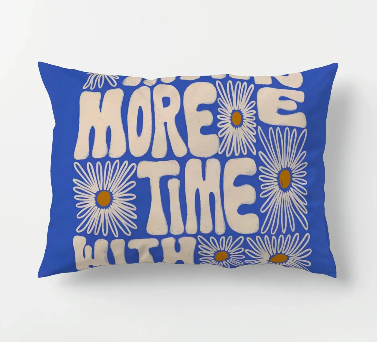 "Try It More Time" Groovy Daisy Retro Blue Pop Art cuscino da NorwesClub