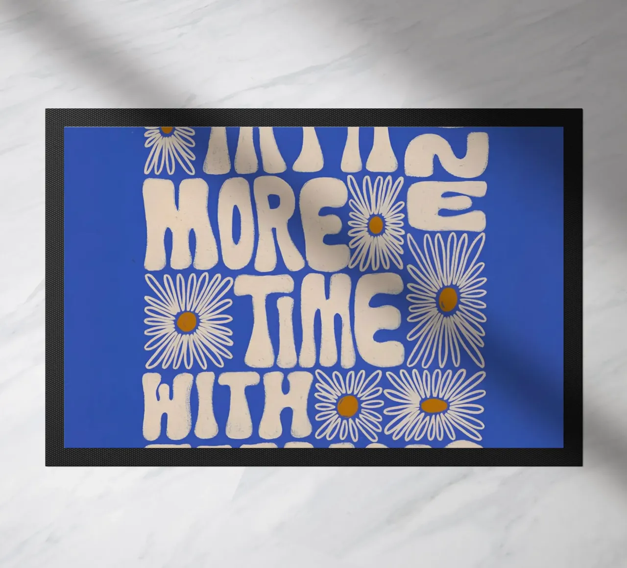 "Try It More Time" Groovy Daisy Retro Blue Pop Art zerbino da NorwesClub