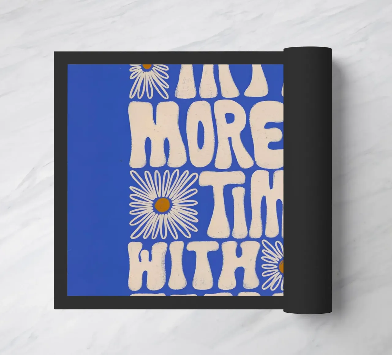 "Try It More Time" Groovy Daisy Retro Blue Pop Art zerbino da NorwesClub