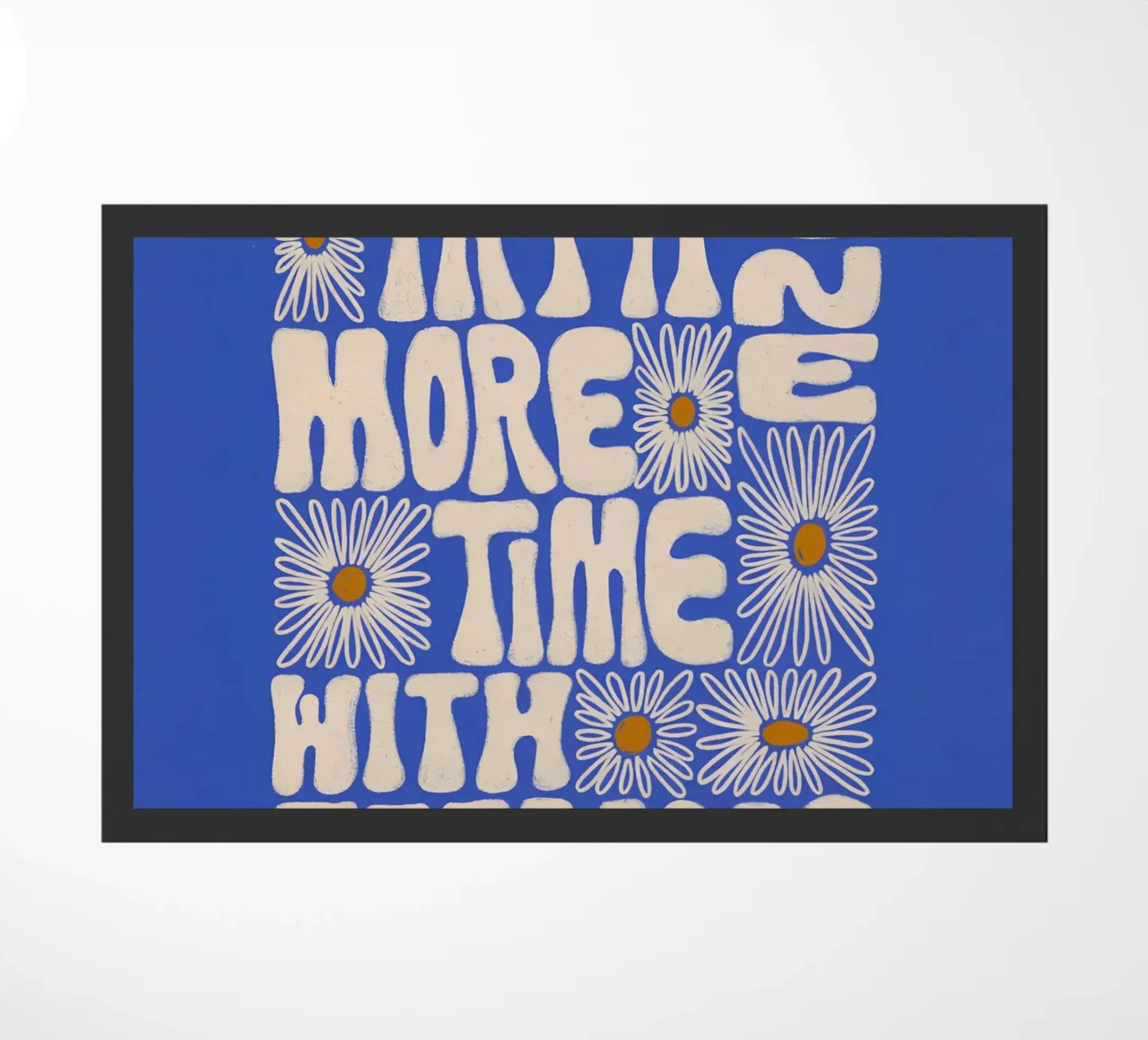 "Try It More Time" Groovy Daisy Retro Blue Pop Art zerbino da NorwesClub