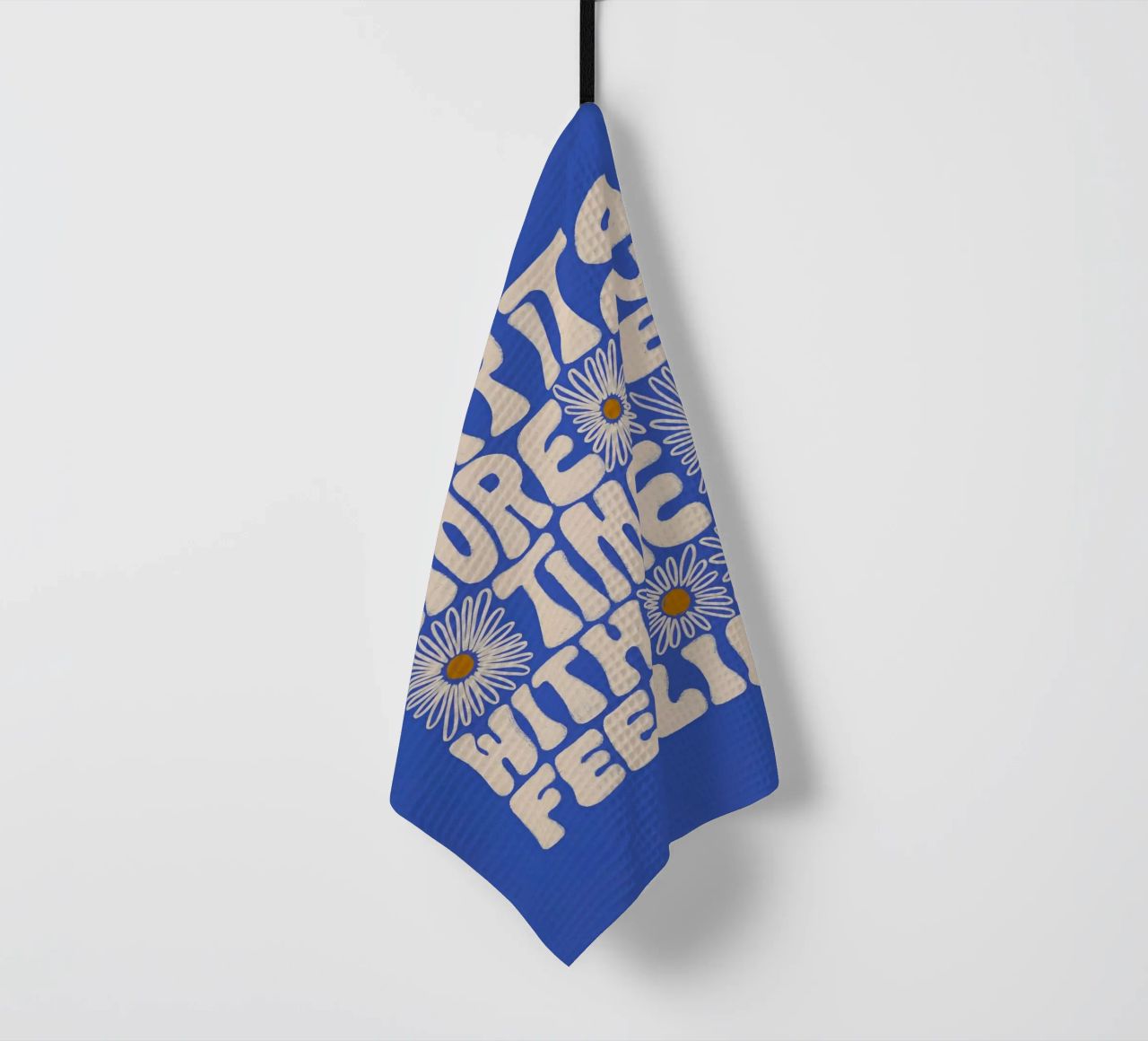 "Try It More Time" Groovy Daisy Retro Blue Pop Art canovaccio da cucina da NorwesClub