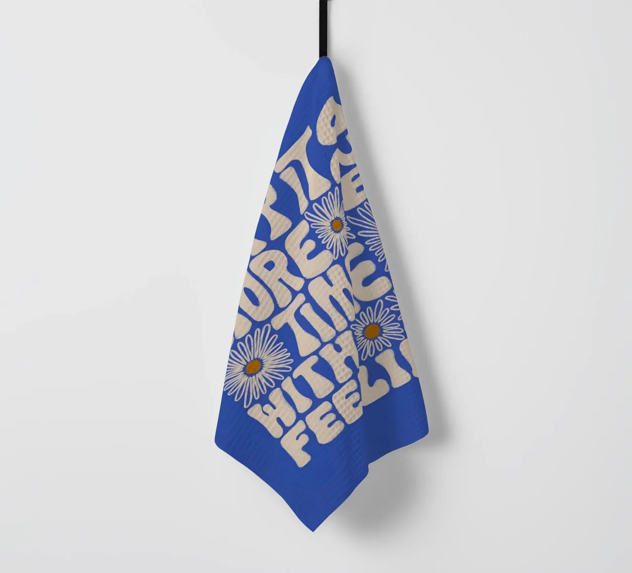 "Try It More Time" Groovy Daisy Retro Blue Pop Art canovaccio da cucina da NorwesClub