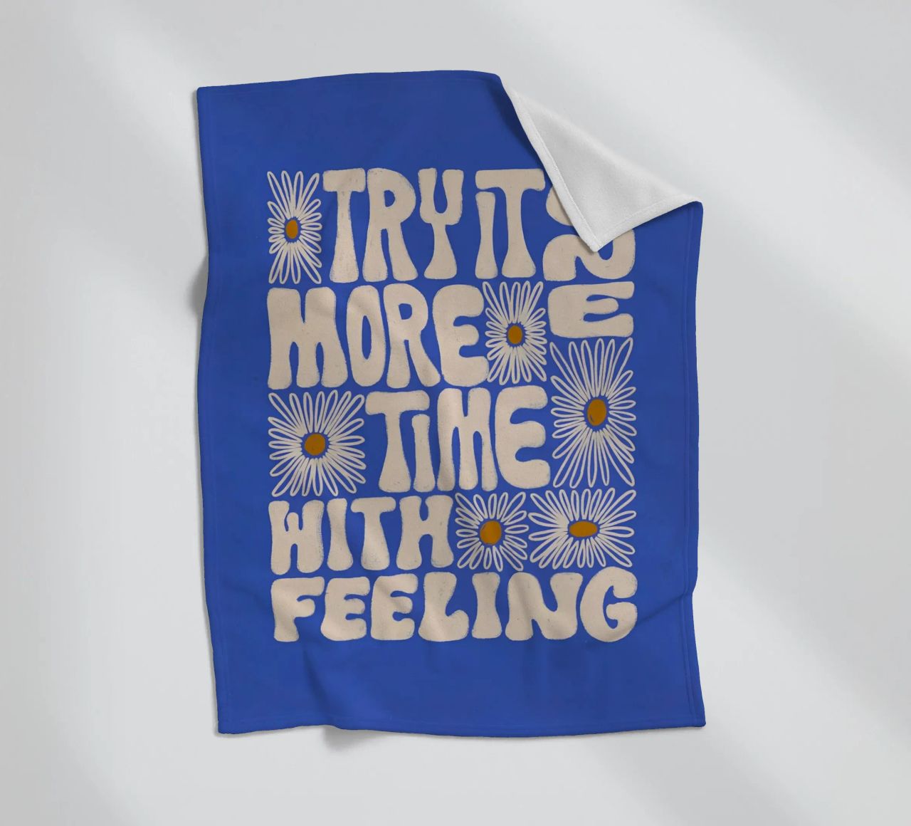 "Try It More Time" Groovy Daisy Retro Blue Pop Art coperta in pile da NorwesClub