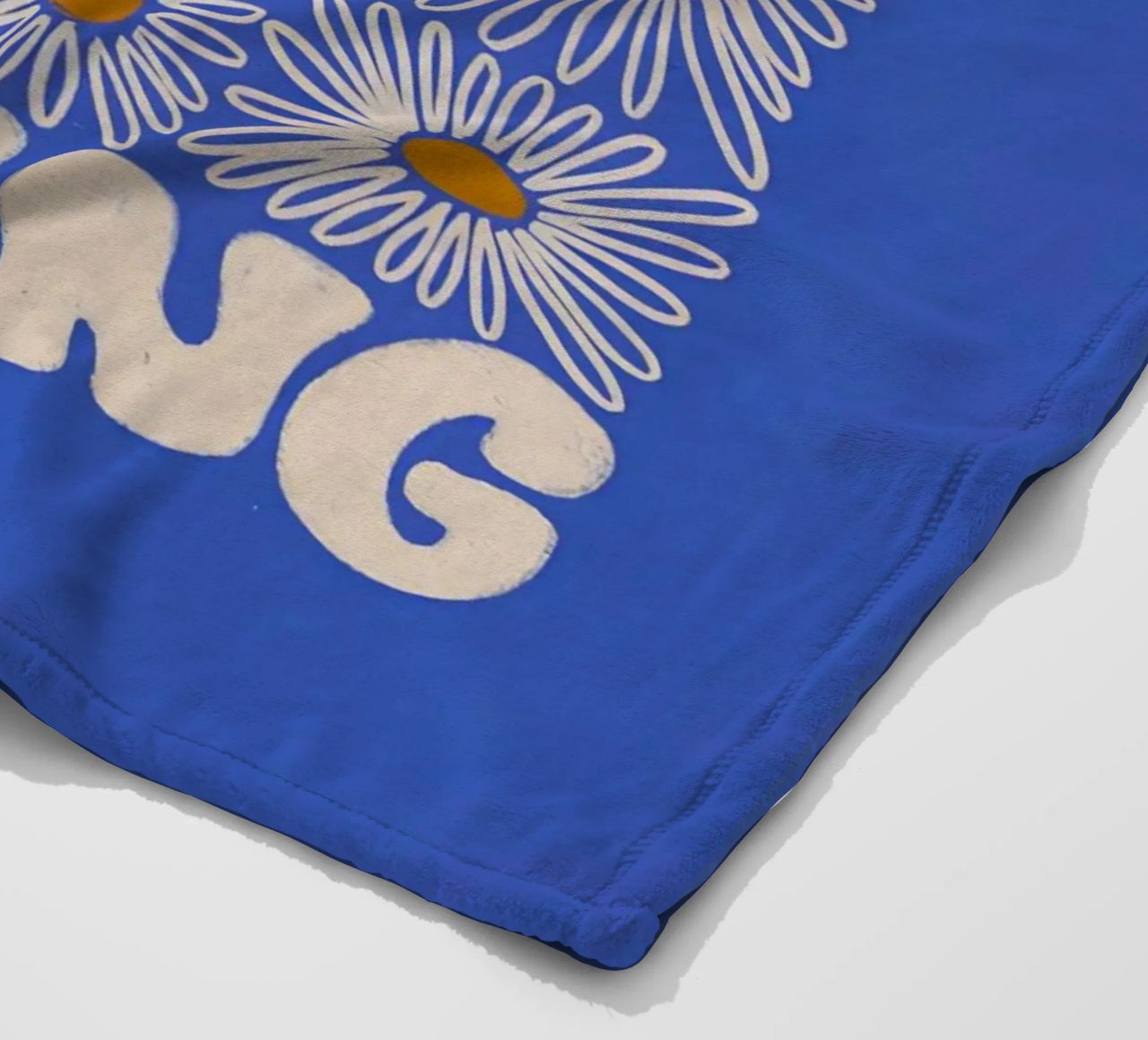 "Try It More Time" Groovy Daisy Retro Blue Pop Art coperta in pile da NorwesClub