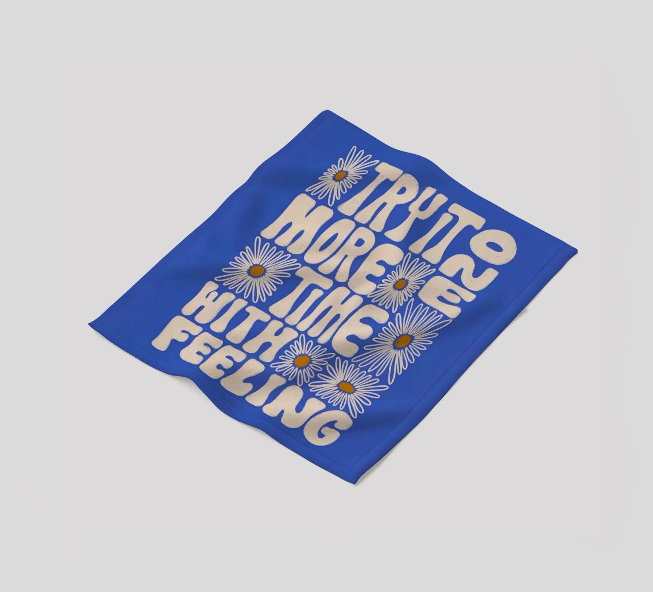 "Try It More Time" Groovy Daisy Retro Blue Pop Art coperta in pile da NorwesClub