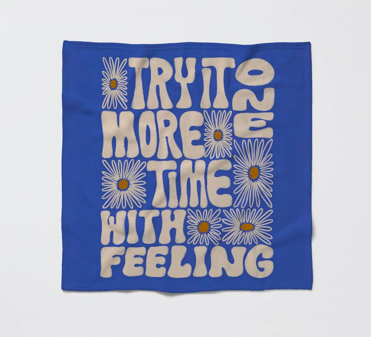 "Try It More Time" Groovy Daisy Retro Blue Pop Art coperta in pile da NorwesClub