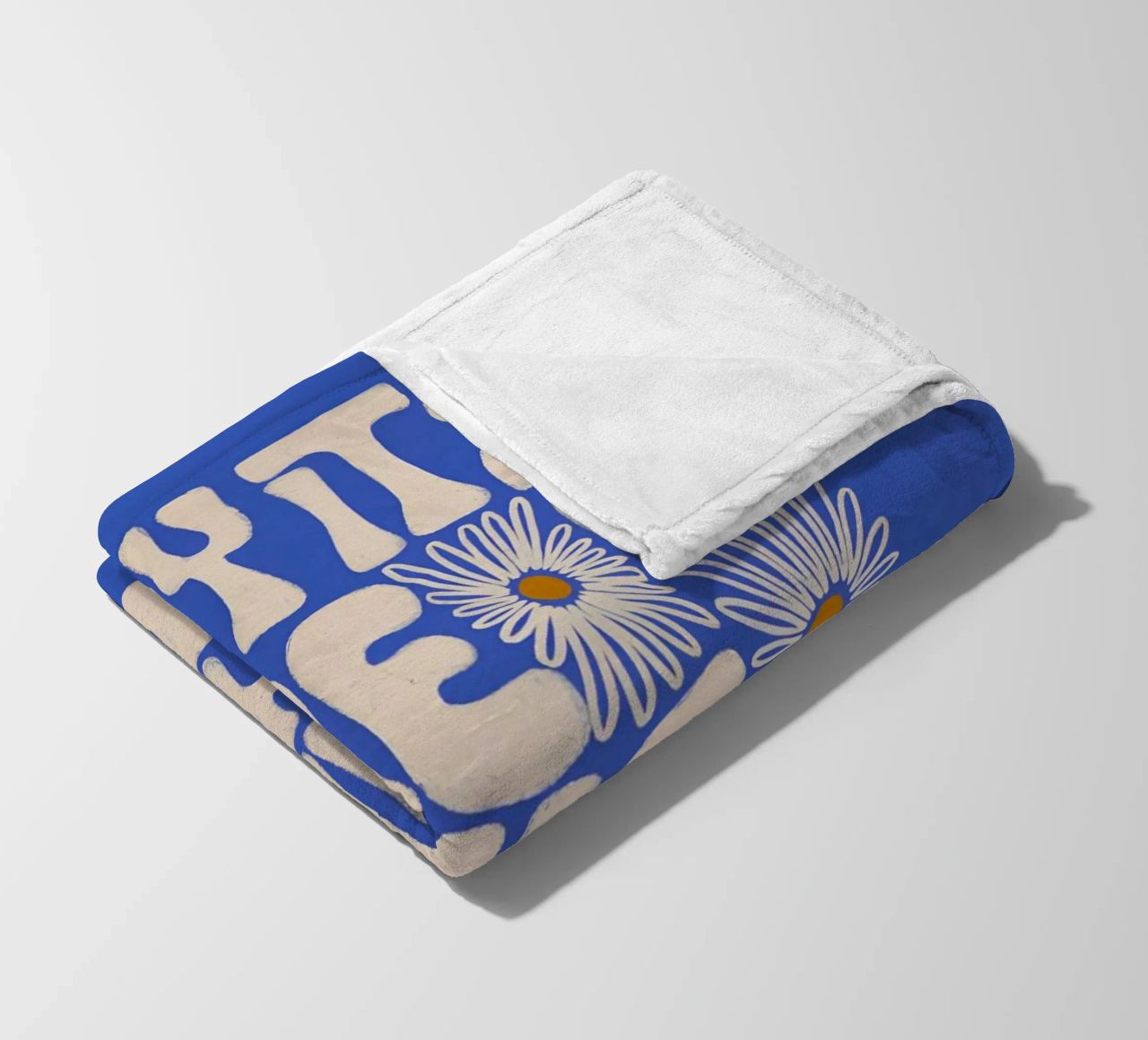 "Try It More Time" Groovy Daisy Retro Blue Pop Art coperta in pile da NorwesClub