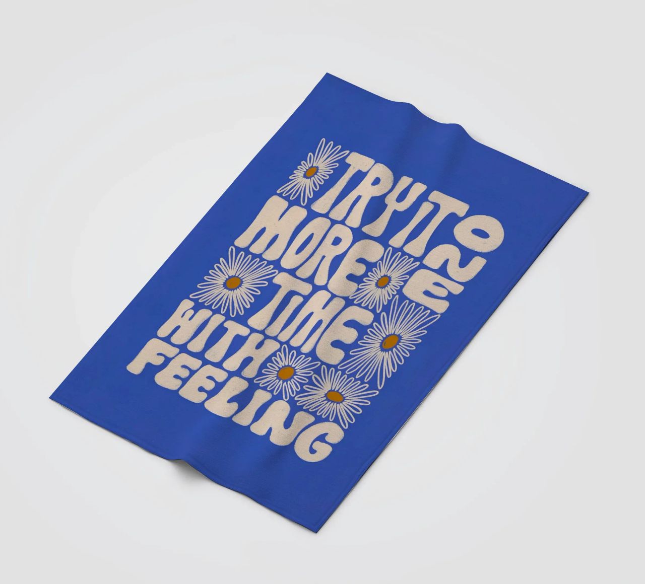 "Try It More Time" Groovy Daisy Retro Blue Pop Art coperta in pile da NorwesClub