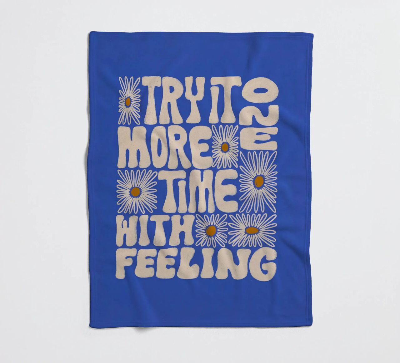 "Try It More Time" Groovy Daisy Retro Blue Pop Art coperta in pile da NorwesClub