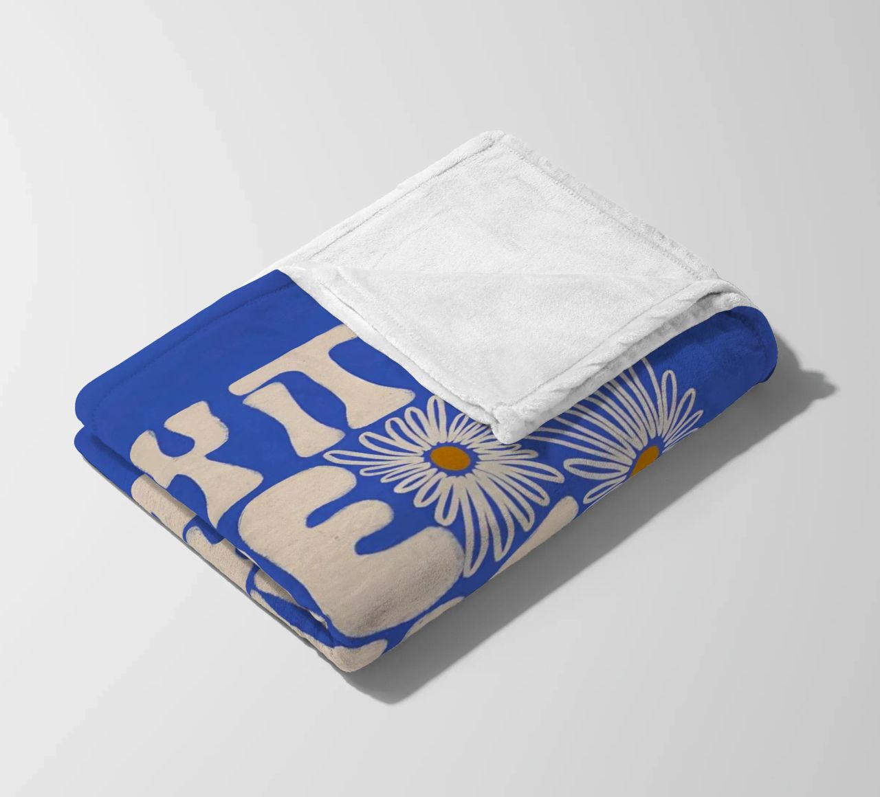"Try It More Time" Groovy Daisy Retro Blue Pop Art coperta in pile da NorwesClub
