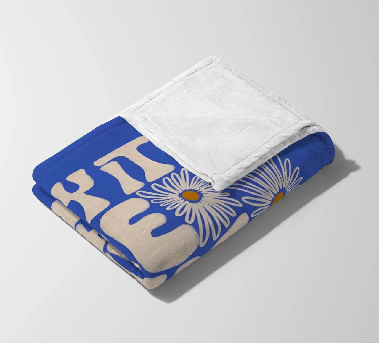 "Try It More Time" Groovy Daisy Retro Blue Pop Art coperta in pile da NorwesClub