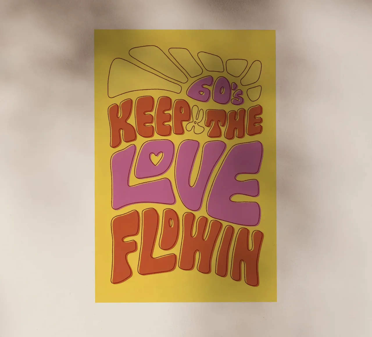 "Keep The Love Flowin'" Groovy 60s Psychedelic Pop Art lámina retroiluminada de NorwesClub