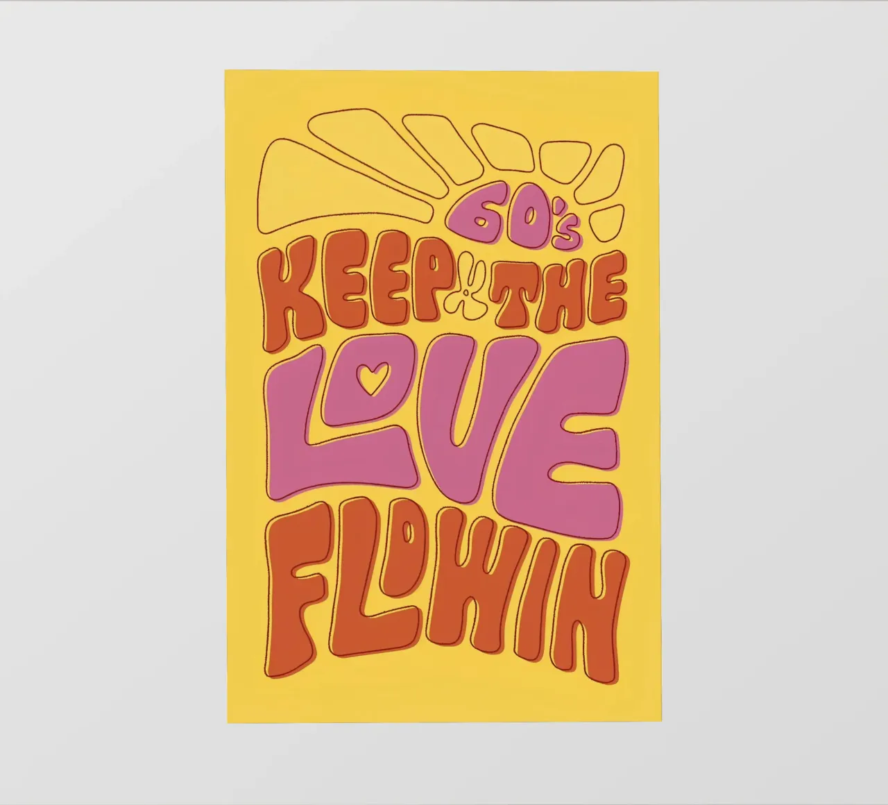 "Keep The Love Flowin'" Groovy 60s Psychedelic Pop Art lámina retroiluminada de NorwesClub