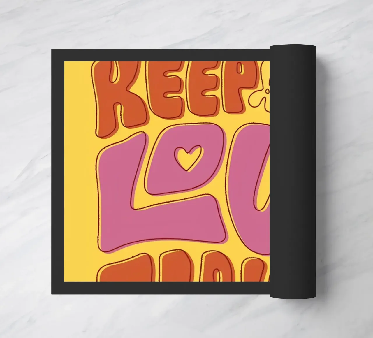 "Keep The Love Flowin'" Groovy 60s Psychedelic Pop Art felpudo de NorwesClub