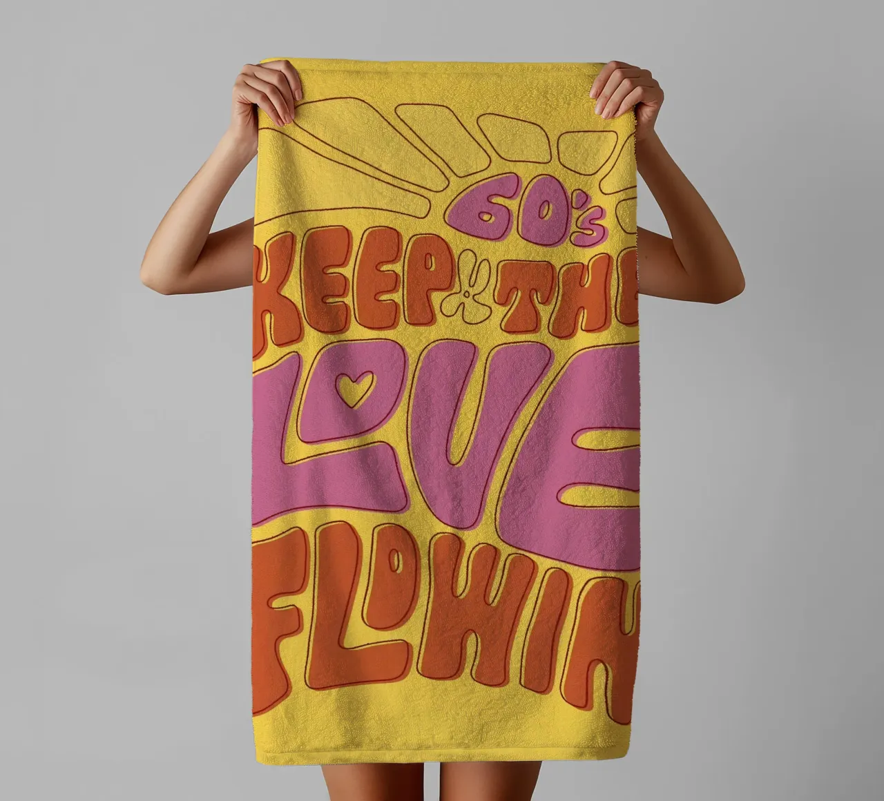 "Keep The Love Flowin'" Groovy 60s Psychedelic Pop Art toalla de baño de NorwesClub
