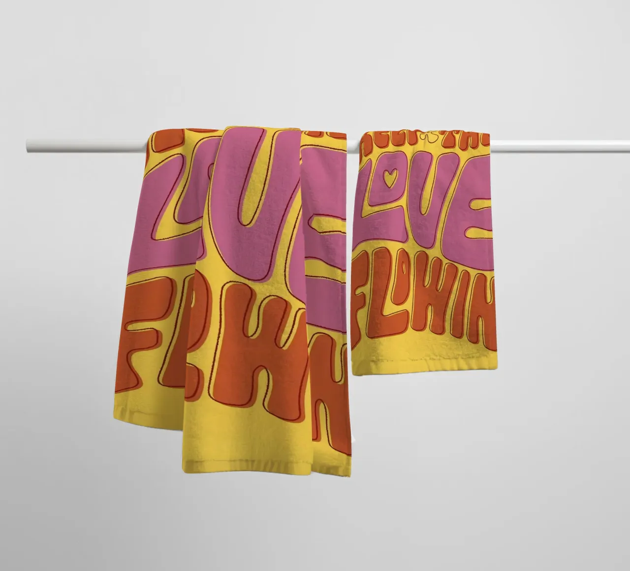 "Keep The Love Flowin'" Groovy 60s Psychedelic Pop Art toalla de baño de NorwesClub