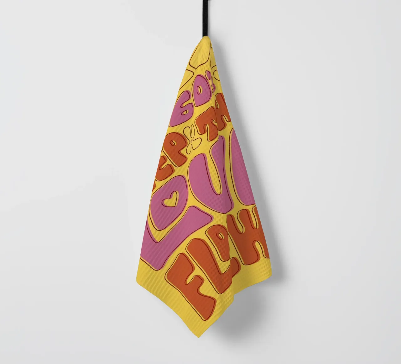 "Keep The Love Flowin'" Groovy 60s Psychedelic Pop Art paño de cocina de NorwesClub