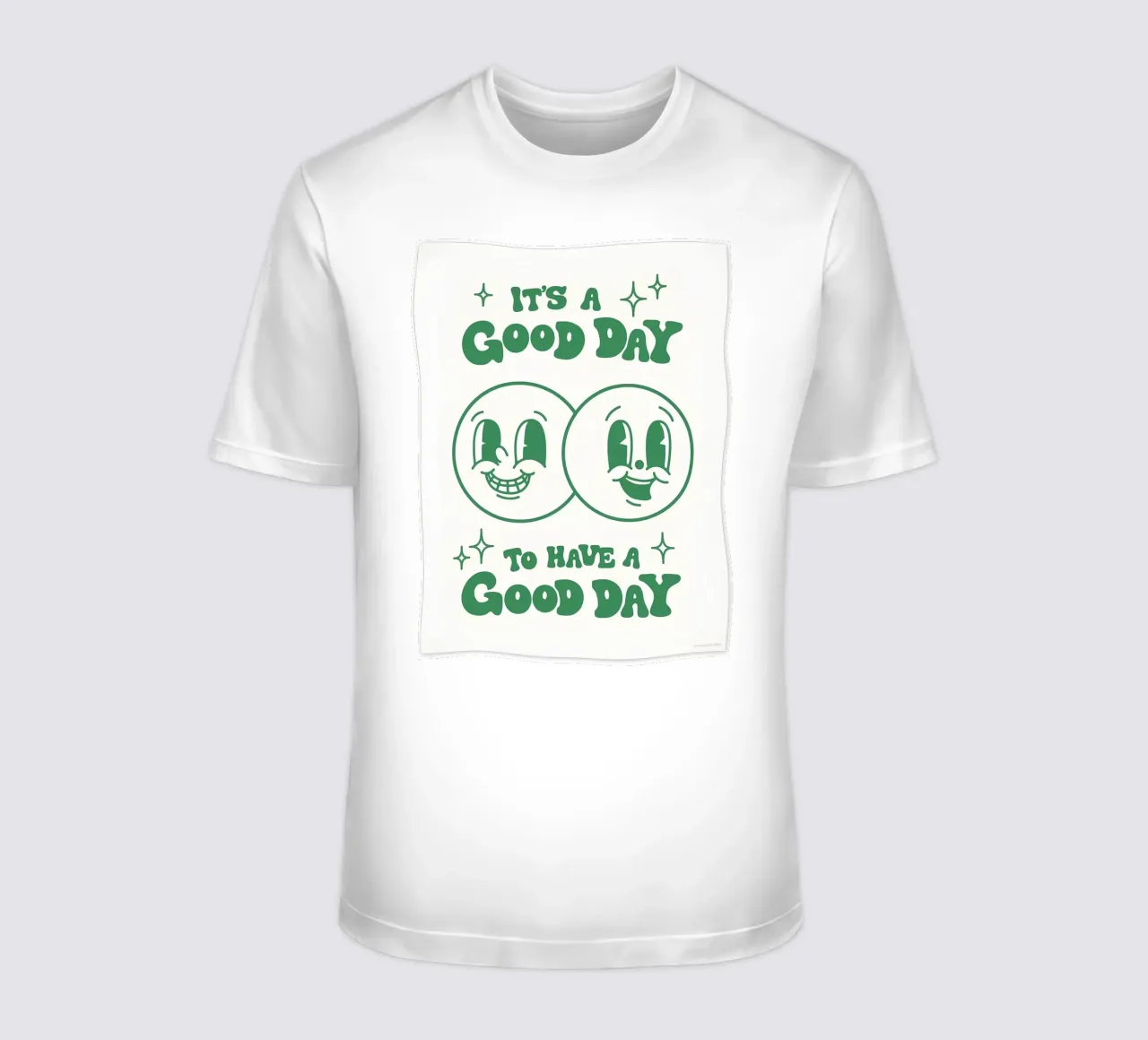 Impression pop art rétro "It's a good day" - visages heureux - vert t-shirt de NorwesClub