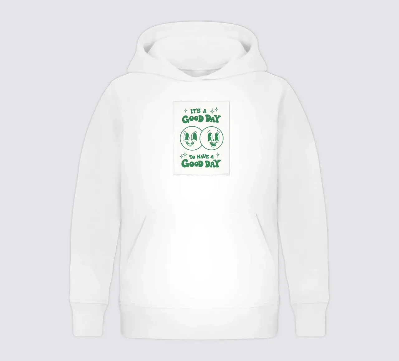 Impression pop art rétro "It's a good day" - visages heureux - vert sweat à capuche enfant de NorwesClub