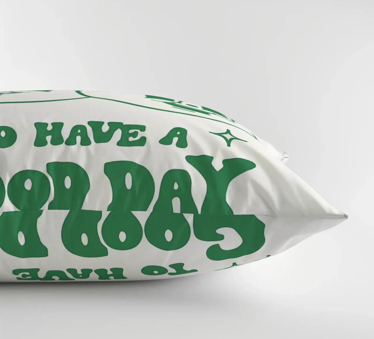 Stampa pop art retrò "It's A Good Day", facce felici, verde cuscino da NorwesClub
