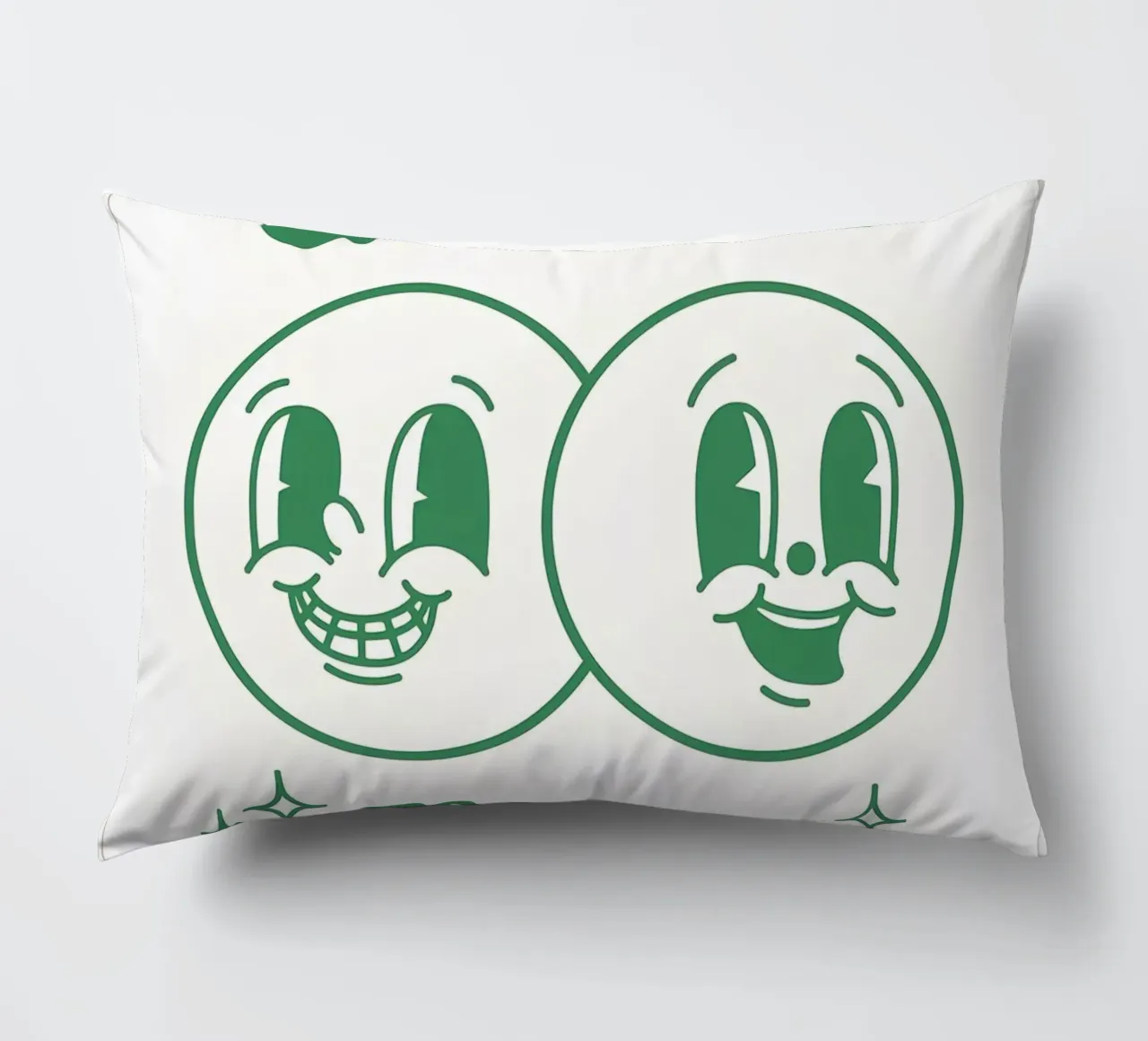 Stampa pop art retrò "It's A Good Day", facce felici, verde cuscino da NorwesClub