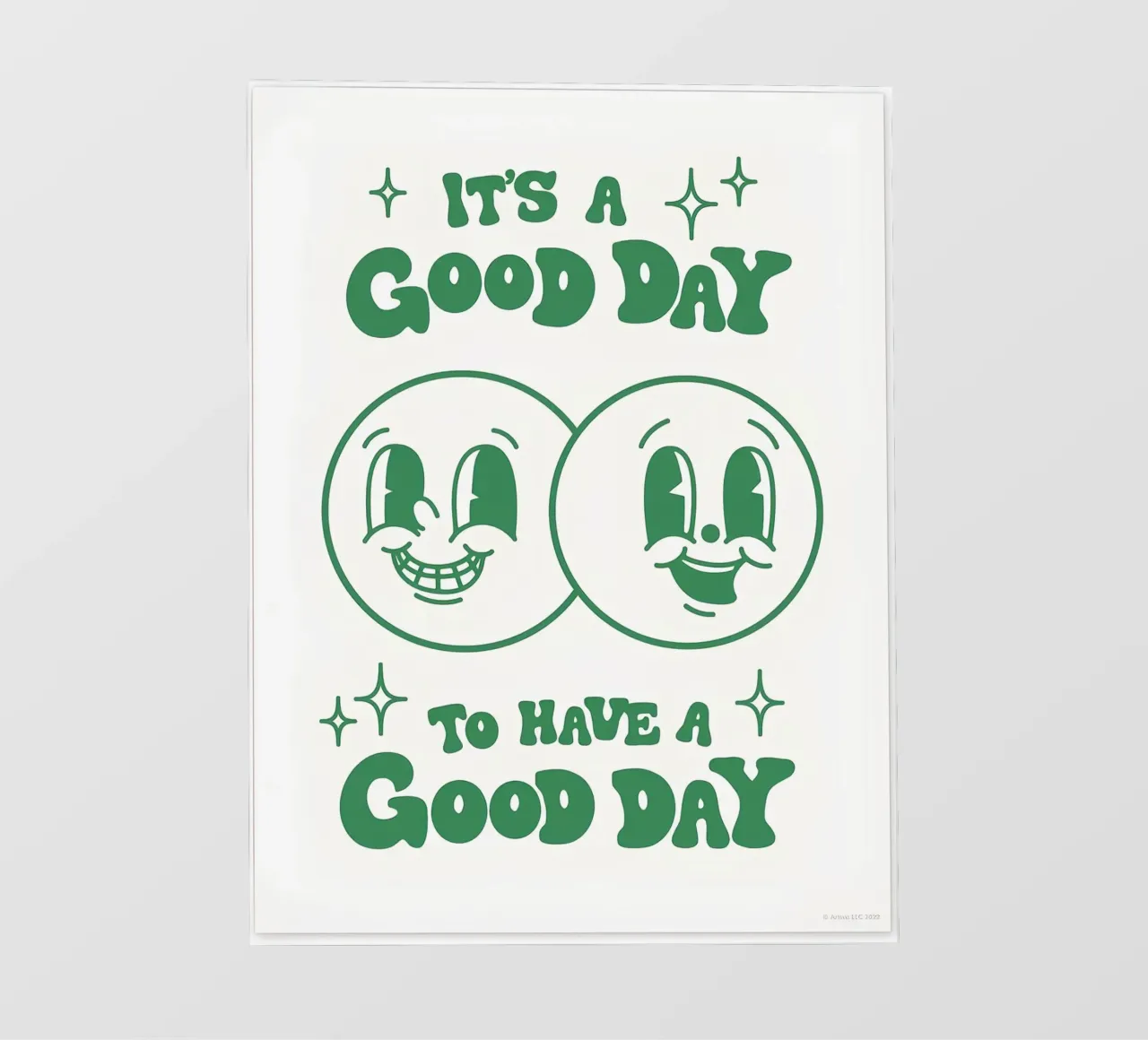 Stampa pop art retrò "It's A Good Day", facce felici, verde telo in pvc da NorwesClub