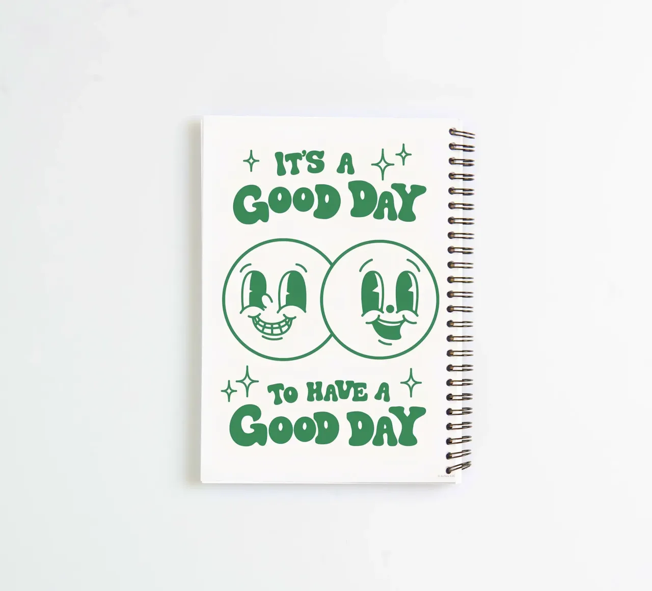 Impression pop art rétro "It's a good day" - visages heureux - vert carnet à spirale de NorwesClub