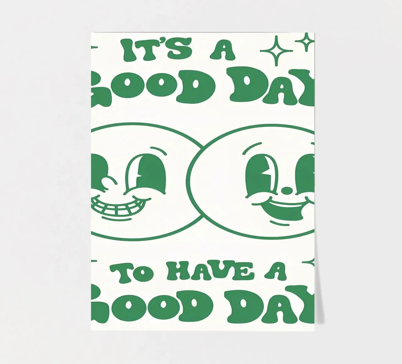 Impression pop art rétro "It's a good day" - visages heureux - vert planche autocollant de NorwesClub